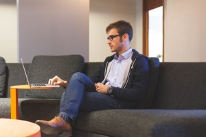 man relax couch study
