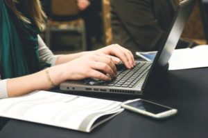 woman typing writing windows 10