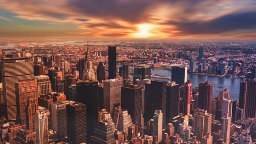 High Angle View Of Cityscape Against Cloudy Sky 313782